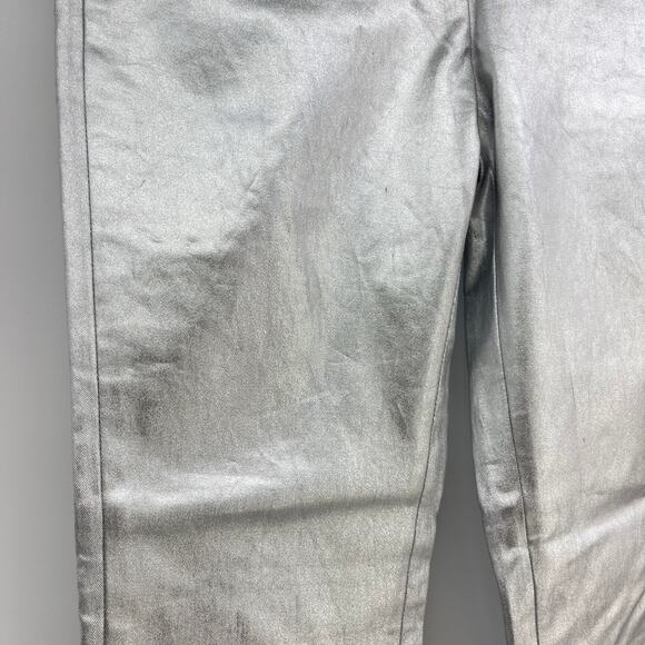 KHAITE | Dresden Silver Metallic Low Rise Skinny Stretch Twill Ankle Zip Pants 4 - Picture 12 of 16